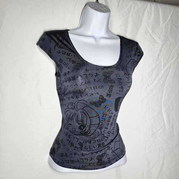 Vintage y2k 90s anime Japan aop baby tee - Picture 4 of 5